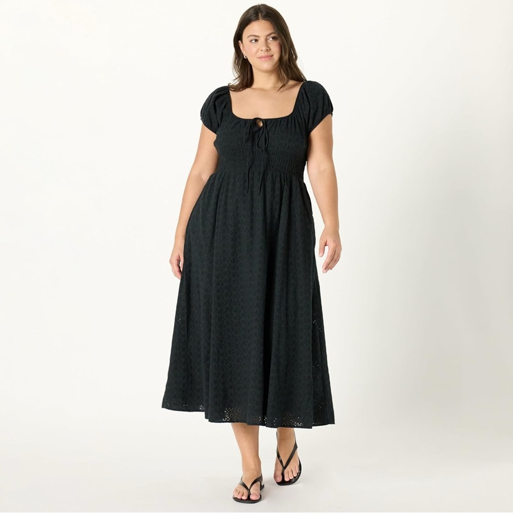 NWT The Drop Women's Melody Cap Sleeve Tie Front Cotton Dress Size XXL $80